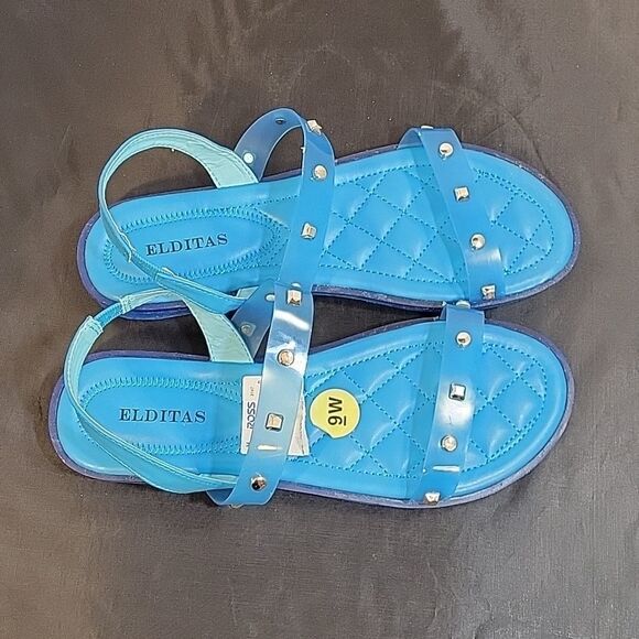 BRAND NEW ELDITAS JELLY STUDDED DOUBLE AND ANKLE STRAP WOMEN"S OPEN TOE SANDAL - Picture 4 of 12